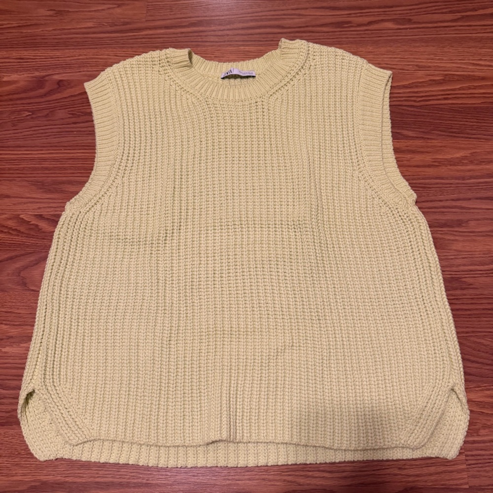Zara Lime Green Knit Sweater Vest